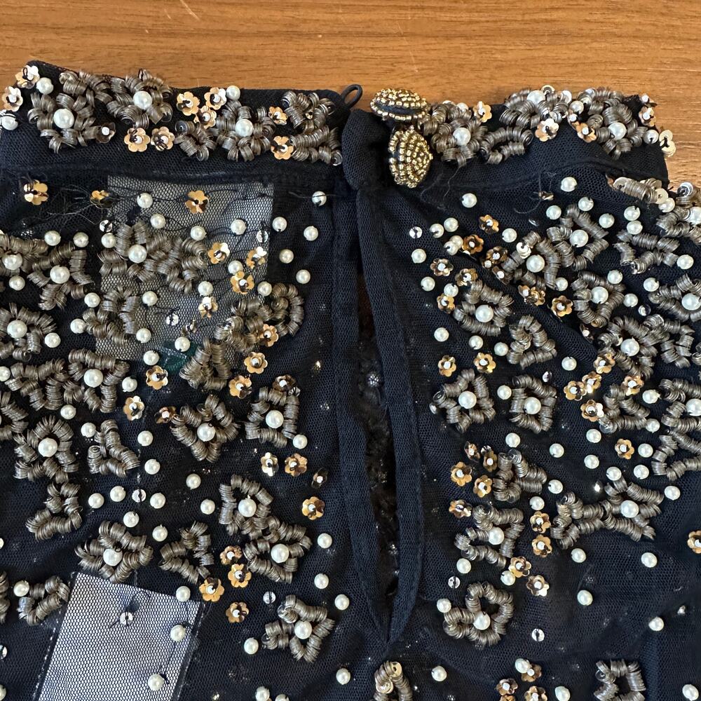Farm Rio Black/Gold Embroidered Tulle Overlay Minidress, Concert, Party, XL NWT - Picture 8 of 12